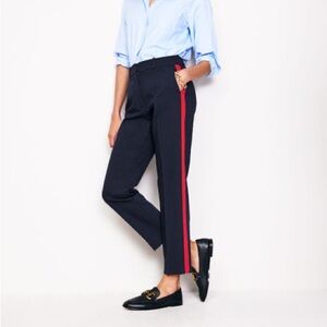 Boden Blue and Orange Trousers with Sporty Stripe
